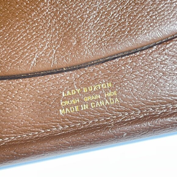 Lady Buxton Crush Grain Hide Brown Wallet Made In Canada - Picture 2 of 8